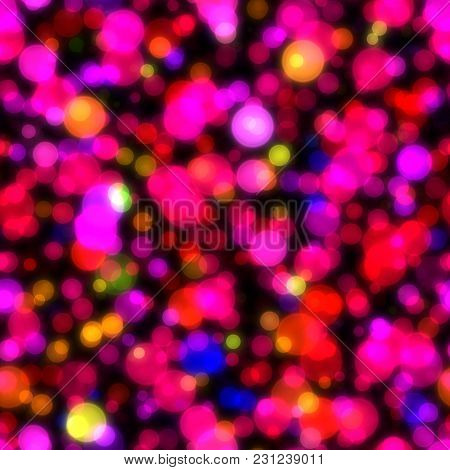 Seamless Glow Bokeh Spray Background. Abstract Colorful Square Pattern With Glitter Particles With D