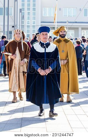 Cagliari, Italy - October 29, 2016: Invitas, Porto Promenade, Sardinia Of Traditions, Performances A