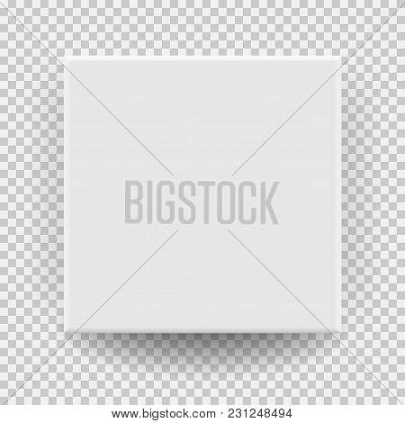 Box Top View With Shadow, Mock Up Model 3d. Realistic White Blank Package. Cardboard Paper Matchbook