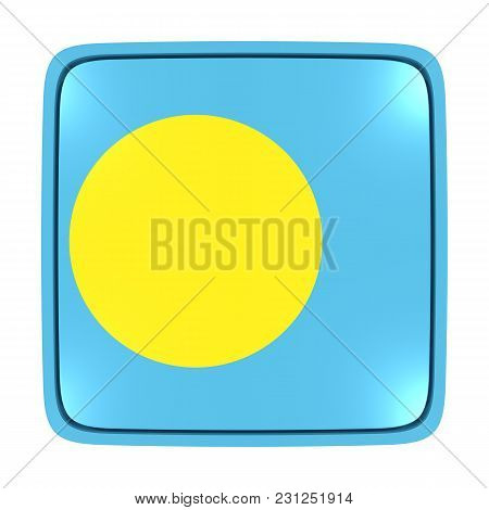 3d Rendering Of A Palau Flag Icon. Isolated On White Background.