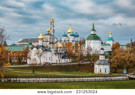 Trinity St. Sergy Monastery In Autumn. Sergiev Posad, Russia