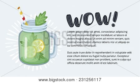 Vector Horizontal Template Of Banner Funny Cartoon Illustration Of Lemonade Poster In Vintage Style,