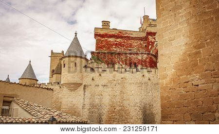 Profile View Of Impressive Olite Castle In Navarre