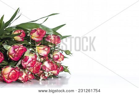 A Bouquet Of Roses, Yellow And Red On A White Background Romanitic, Love Messages