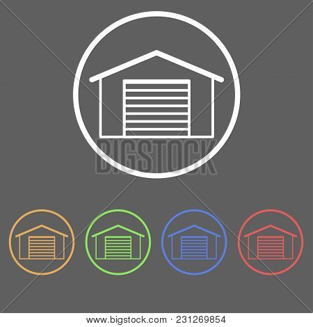 Icons Of Garage Doors In A Linear Style Of Different Colors