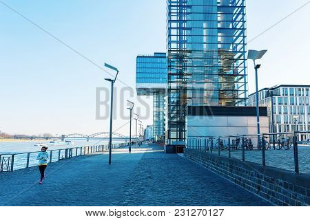 Famous Crane Houses At The Rheinauhafen In Cologne, Germany
