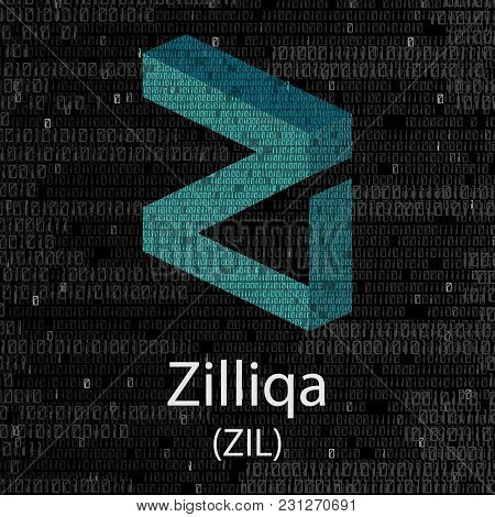 Colourful Cruptocurrency Zilliqa Symbol Isolated On Digital Background