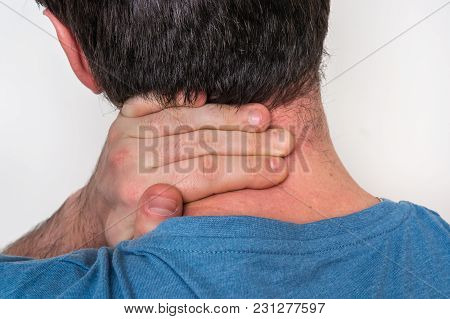 Man With Muscle Injury Having Pain In His Neck - Body Pain Concept