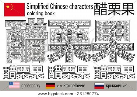 Coloring Book  Anti Stress. Chinese Characters. Goosberry. Colour Therapy. Learn Chinese.
