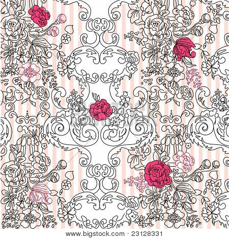 พื้นหลังลายดอกไม้วินเทจ ภาพเวกเตอร์