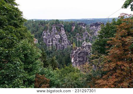 The Bastei Is A Rock Formation Towering 194 Metres Above The Elbe River In The Elbe Sandstone Mounta