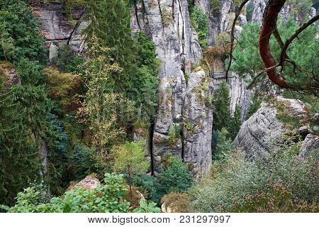 The Bastei Is A Rock Formation Towering 194 Metres Above The Elbe River In The Elbe Sandstone Mounta