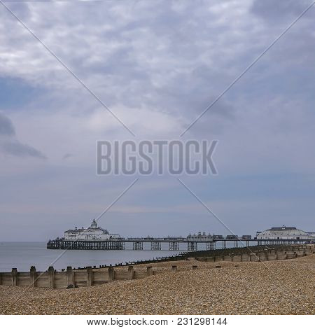 Eastbourne, East Sussex, England - May 29 - Panoramic View Of The Pier At Eastbourne, East Sussex, E