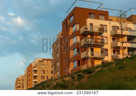 New European Modern Complex Beautiful Apartment House Flat Building Mortage On Sunset