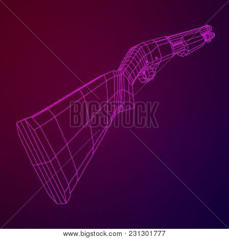 Shotgun Rifle Hunting Carbine Wireframe Low Poly Mesh Vector Illustration