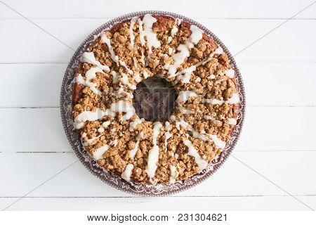 Banana Circle Stuffed Cake Sugar Glaze Frosting.