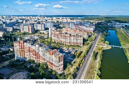 Birds Eye View Of Troieshchyna District Of Kiev, The Capital Of Ukraine