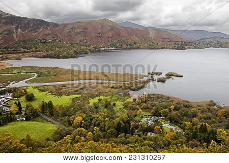 Veiw From A Viewpoint High Above Derwent Water, Lake District, Cumbria, Uk