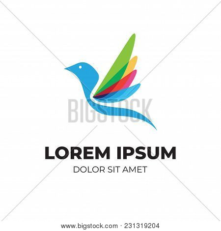 Abstract Colorful Bird, Modern Logo With Overlapping Vibrant Color