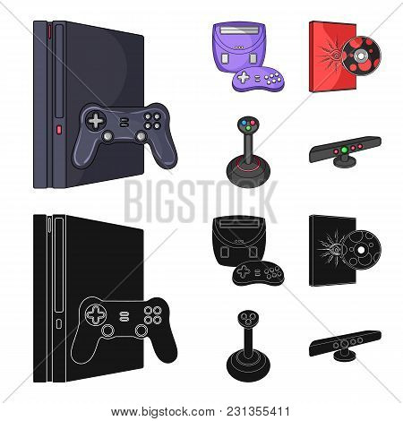 Game Console, Joystick And Disc Cartoon, Black Icons In Set Collection For Design.game Gadgets Vecto