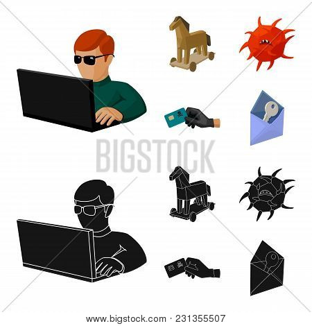 Hacker, Hacking, System, Internet .hackers And Hacking Set Collection Icons In Cartoon, Black Style 