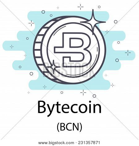 White Bytecoin Cryptocurrency Coin Isolated On White Background