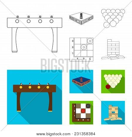 Board Game Outline, Flat Icons In Set Collection For Design. Game And Entertainment Vector Symbol St