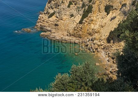 Amazing Small Beach With Blue Waters In Thassos Island, East Macedonia And Thrace, Greece