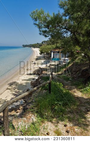 Beach With Blue Waters In Thassos Island, East Macedonia And Thrace, Greece