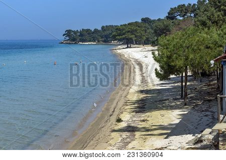 Beach With Blue Waters In Thassos Island, East Macedonia And Thrace, Greece