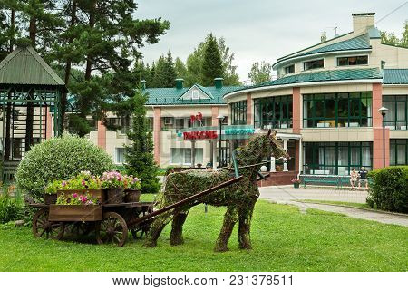 Belokurikha, Russia - July 12, 2015: Territory Of Sanatorium Transsib In The Resort City Of Belokuri