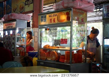 kuching,sarawak,malaysia 9th feb 2017,food court at kuching, sarawak selling variety of food for all races at sarawak