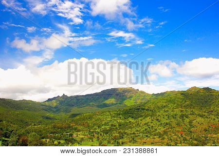 Long Shot Of Fort Torna, Maharashtra, India