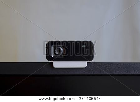 Web Camera, Attached To The Monitor. Equipment For Video.