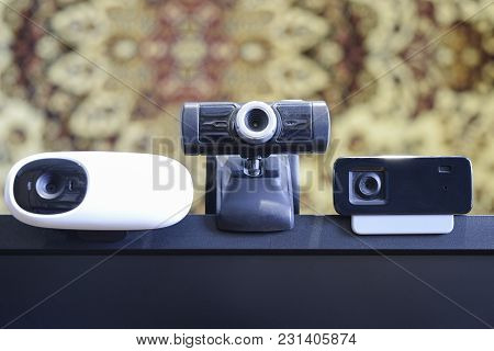 Web Camera, Attached To The Monitor. Equipment For Video.