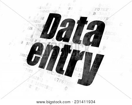 Information Concept: Pixelated Black Text Data Entry On Digital Background