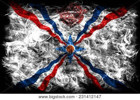 Assyria Smoke Flag, Dependent Territory Flag, On A Black Background
