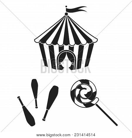 Circus And Attributes Black Icons In Set Collection For Design. Circus Art Vector Symbol Stock  Illu