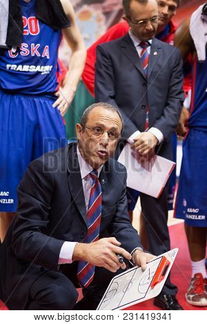 Samara, Russia - December 01: Bc Cska Head Coach Ettore Messina During A Timeout Of The Bc Krasnye K
