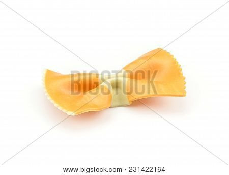Farfalle Pasta With Orange Carrot Isolated On White Background One Raw Classic Traditional Italian