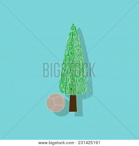 Paper Sticker On Stylish Background Of Plant Cupressus