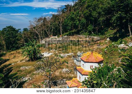 Ta Cu, Phan Thiet, Vietnam - March 7, 2017: Landmarks In Linh Son Truong Tho Pagoda On The Mountain 