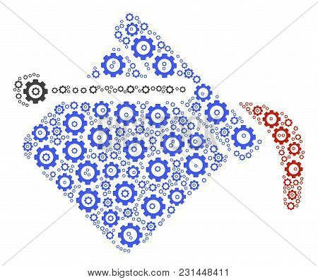 Paint Bucket Composition Of Gear Components. Vector Gear Items Are Composed Into Paint Bucket Figure