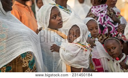 Turmi, Ethiopia - September 2017: Unidentified Ethiopian People Celebrating The Meskel Festival In E