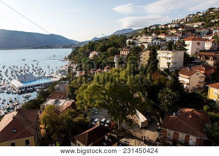 Herceg-novi, Montenegro - September 8: City Center Near The Water In The Area With A Yacht Harbour A