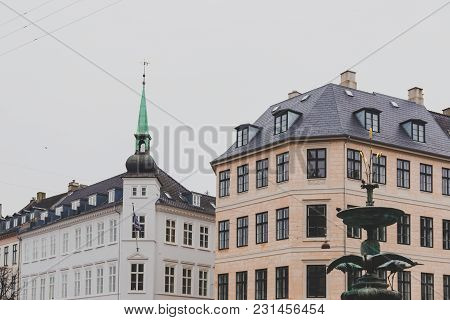 Copenhagen, Denmark - March 11th, 2018: Architecture And Details Of Stroget The Main Shopping Street
