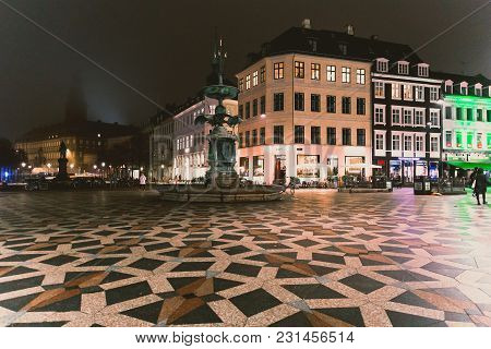 Copenhagen, Denmark - March 11th, 2018: Architecture And Details Of Stroget The Main Shopping Street