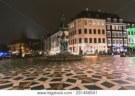 Copenhagen, Denmark - March 11th, 2018: Architecture And Details Of Stroget The Main Shopping Street