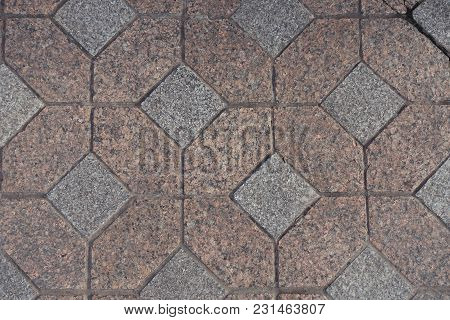 Top View Of Pink And Grey Unpolished Granite Pavers