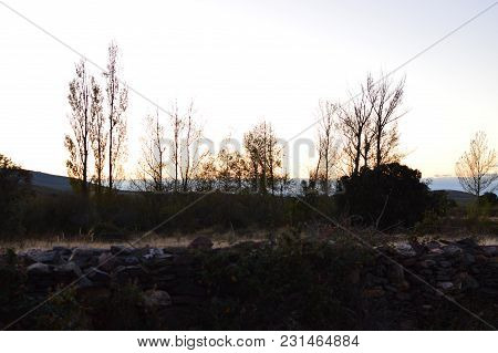 Magnificent Sunset In The Mountain Range And Fields Of Segovia. Landscapes Holidays Travel October 2